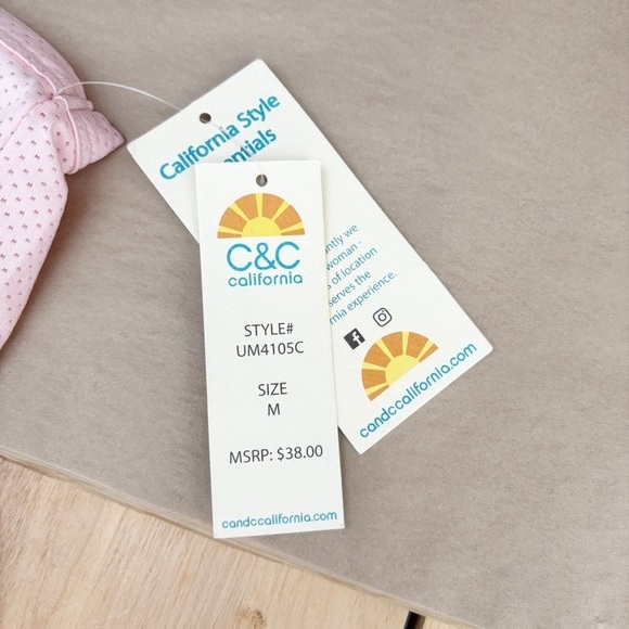 NWT C&C California Mesh Athletic Tank Side Elastic Straps Blush Pink Medium - Picture 9 of 12